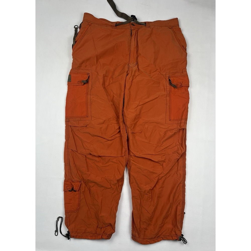 VTG Abercrombie and Fitch Paratrooper Pants Mens XL Orange Y2K Cargo Distressed